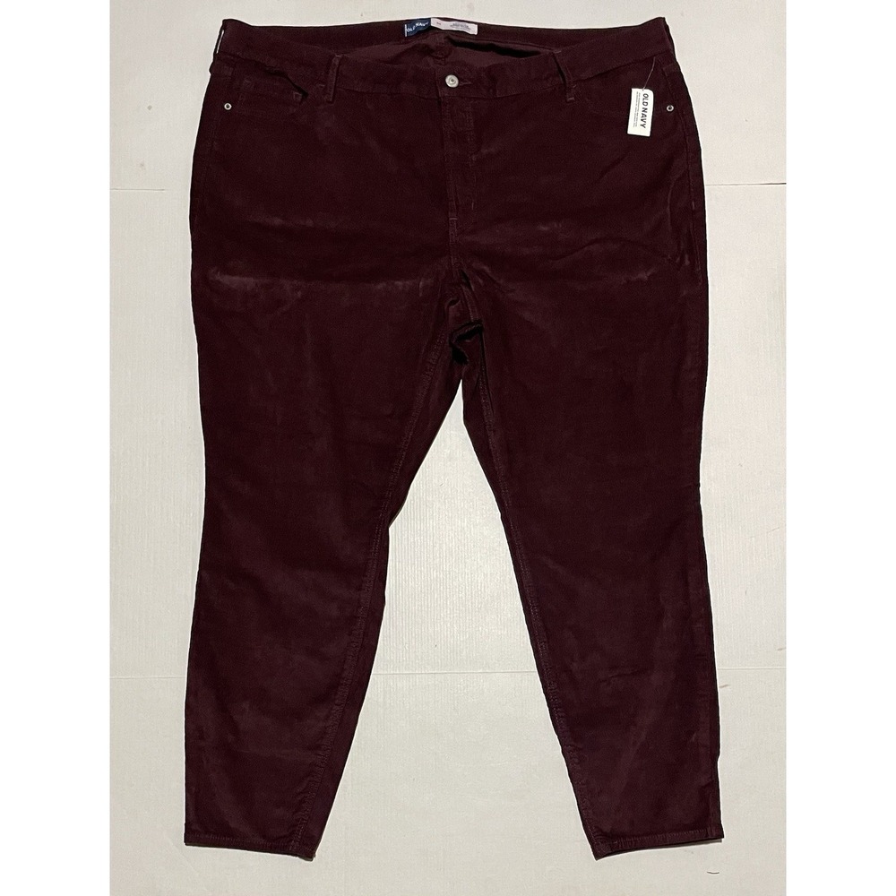 Old Navy Maroon HIGH-RISE ROCKSTAR SUPER SKINNY Corduroy Cotton Size 24 X 28 NWT